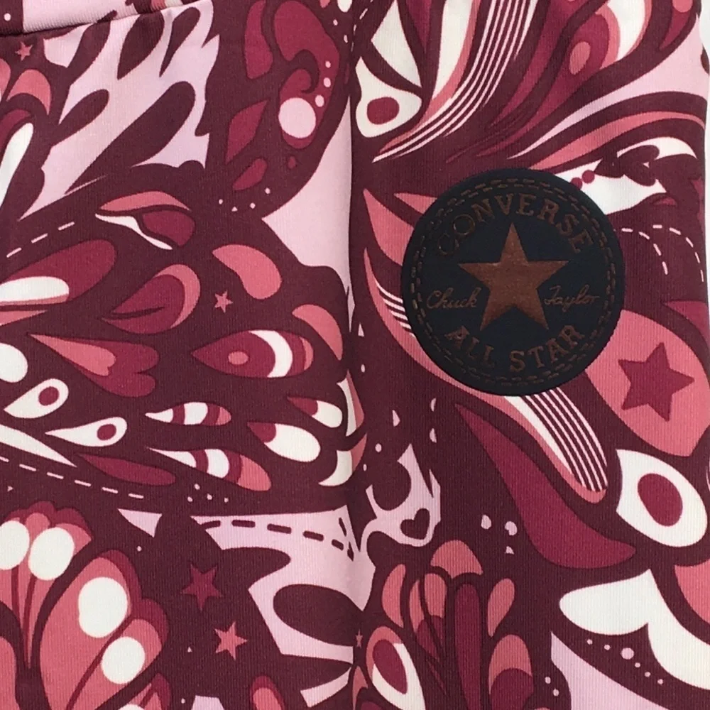 Converse All Starts Girls High Rise Paisley Pattern Exercise Pants Size L NWT